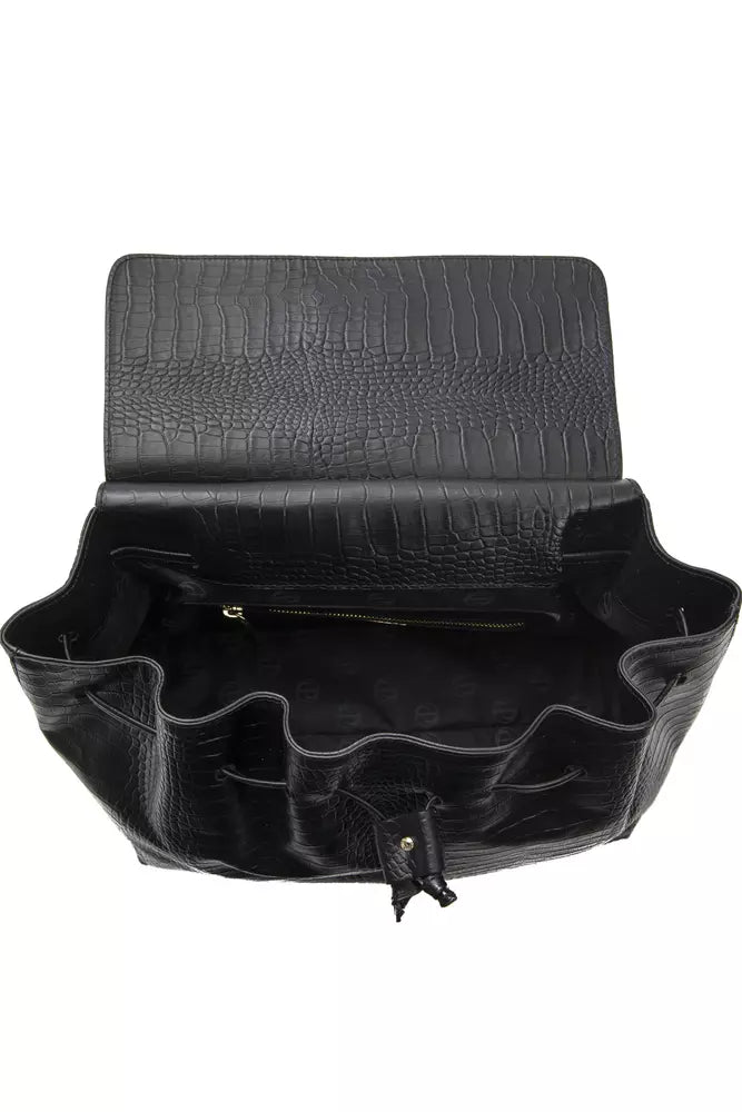 Pompei Donatella Black Leather Women's Shoulder Bag